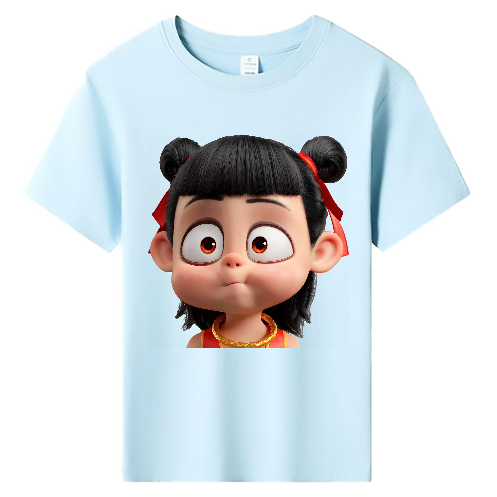 （画像用） Ne Zha 2 ナタ 魔童の大暴れ 綿100％キッズTシャツ（フロントプリント）